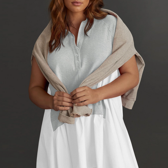 Fisoew Women's Grey Oversized Patchwork Mini Dress - Fisoew