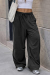 Solid Wide Leg Cargo Pants