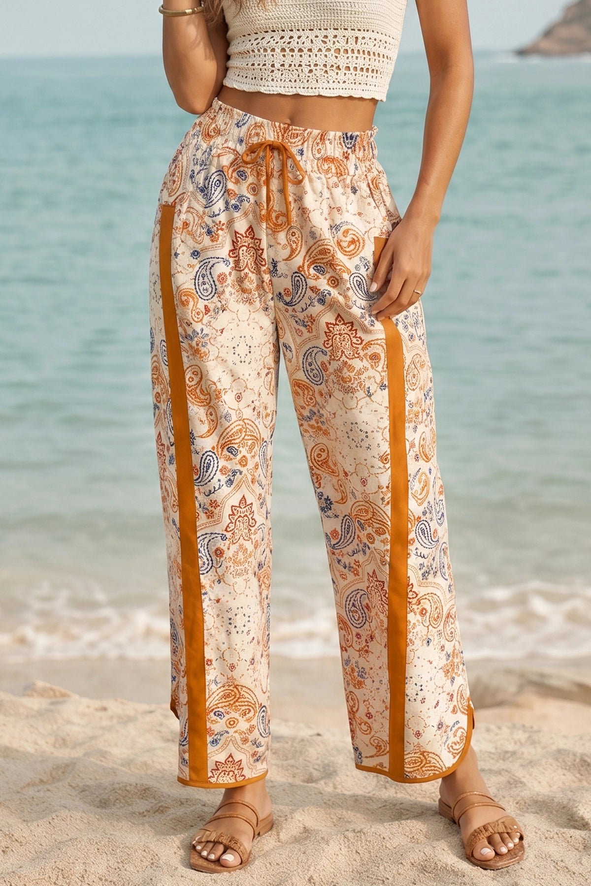 High Waisted Drawstring Elastic Sweatpants - Fisoew