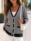 V Neck Button Knit Cardigan - Fisoew