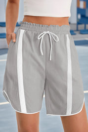 Fisoew Women's Light Grey Baggy Cargo Workout Running Athletic Yoga Shorts - Fisoew