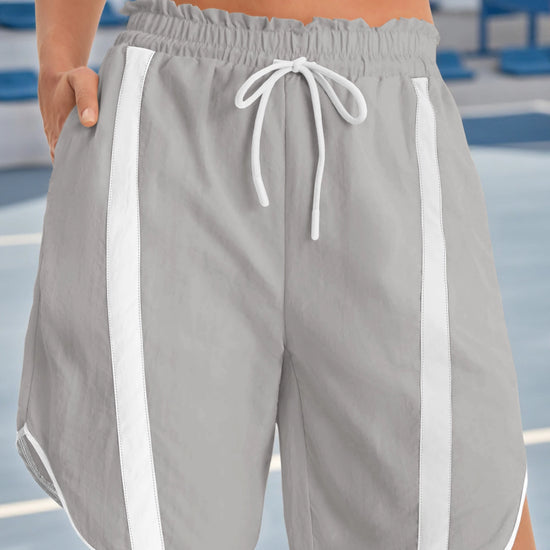 Fisoew Women's Light Grey Baggy Cargo Workout Running Athletic Yoga Shorts - Fisoew