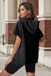 Fisoew Women‘s Black Oversized Half Zip Hoodies - Fisoew