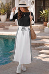 Long Sleeve Striped Drawstring Maxi Dresses