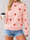 Mock Neck Long Sleeve Polka Dot Sweatshirts - Fisoew