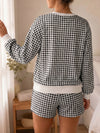 Plaid Sweatshirt With Drawstring Short Sets