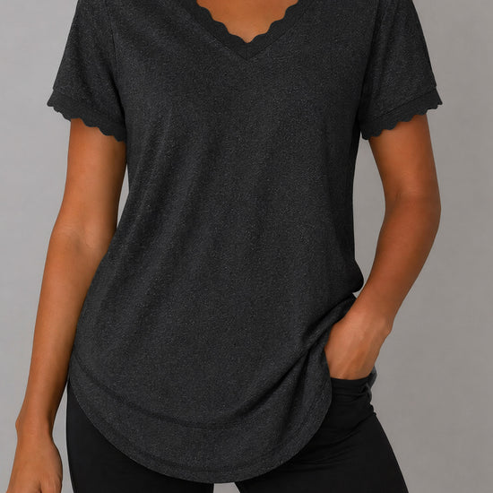 Crew Hem Solid Short Sleeve T-Shirts - Fisoew