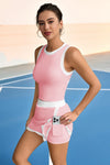 Women‘s Pink 2 Piece Outfits High Waisted Tracksuits Fisoew - Fisoew