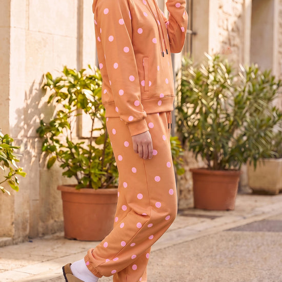 Polka Dot Long Sleeve Hooded With Jogger Pants Sets - Fisoew