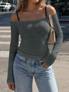 Off Shoulder Long Sleeve Crop Tops
