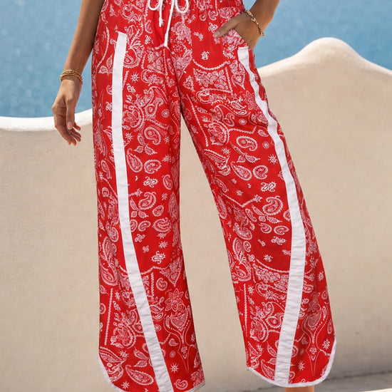 High Waisted Drawstring Elastic Sweatpants - Fisoew
