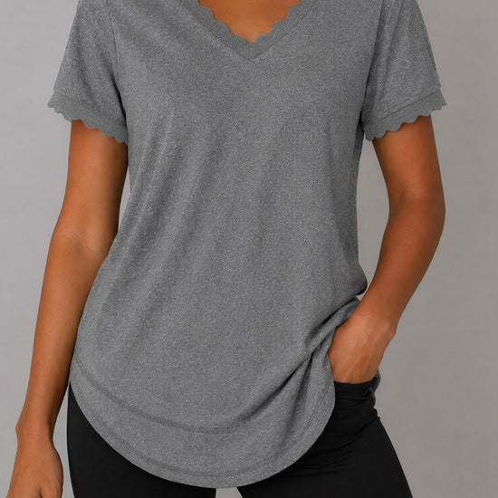 Crew Hem Solid Short Sleeve T-Shirts - Fisoew