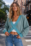 V Neck Long Sleeve Wrap Sweatshirt