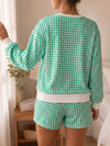 Plaid Sweatshirt With Drawstring Short Sets