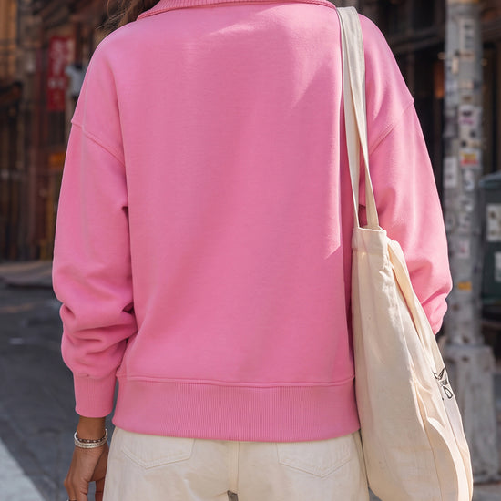 Lapel V Neck Pullover - Fisoew