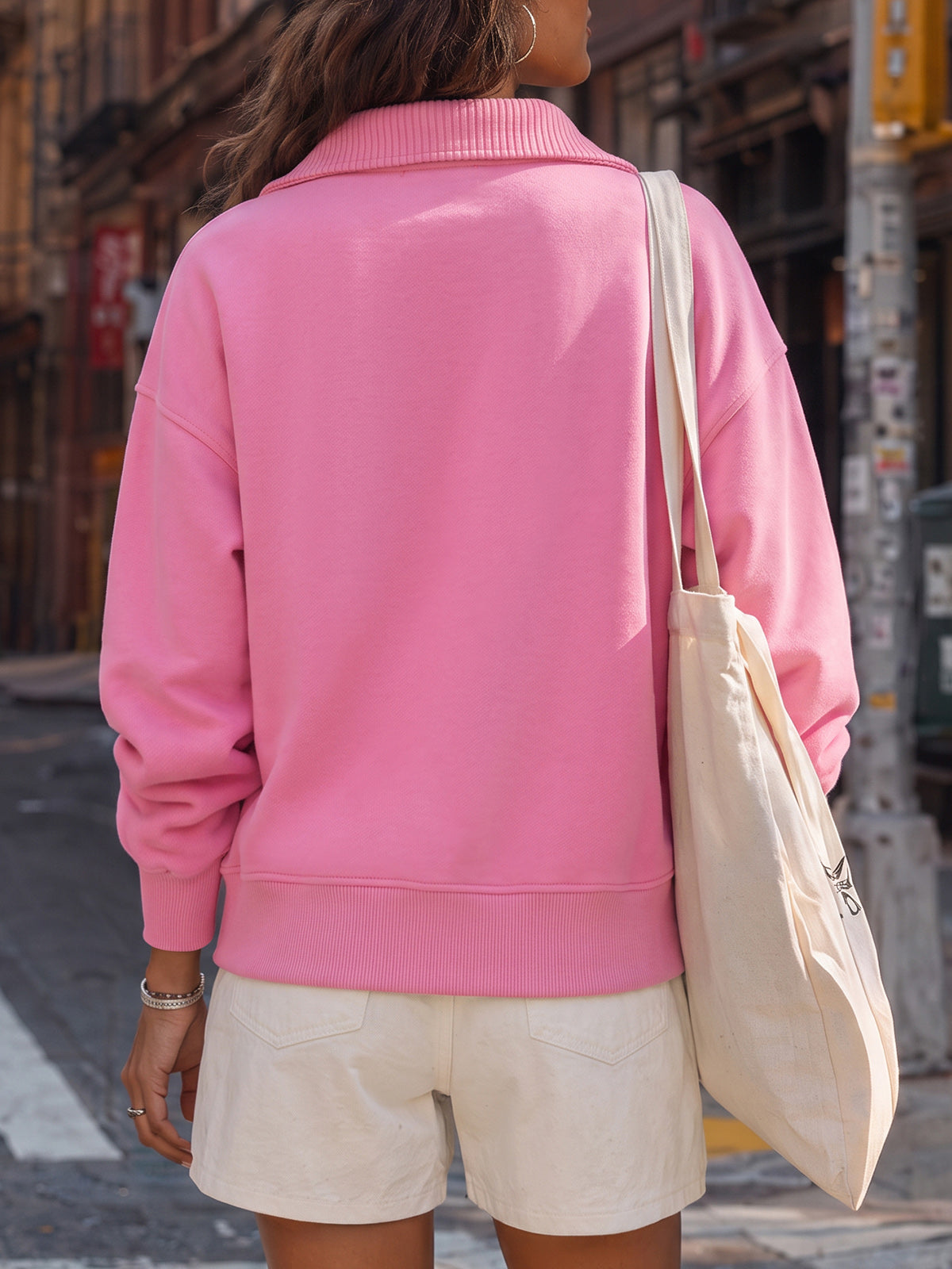 Lapel V Neck Pullover - Fisoew