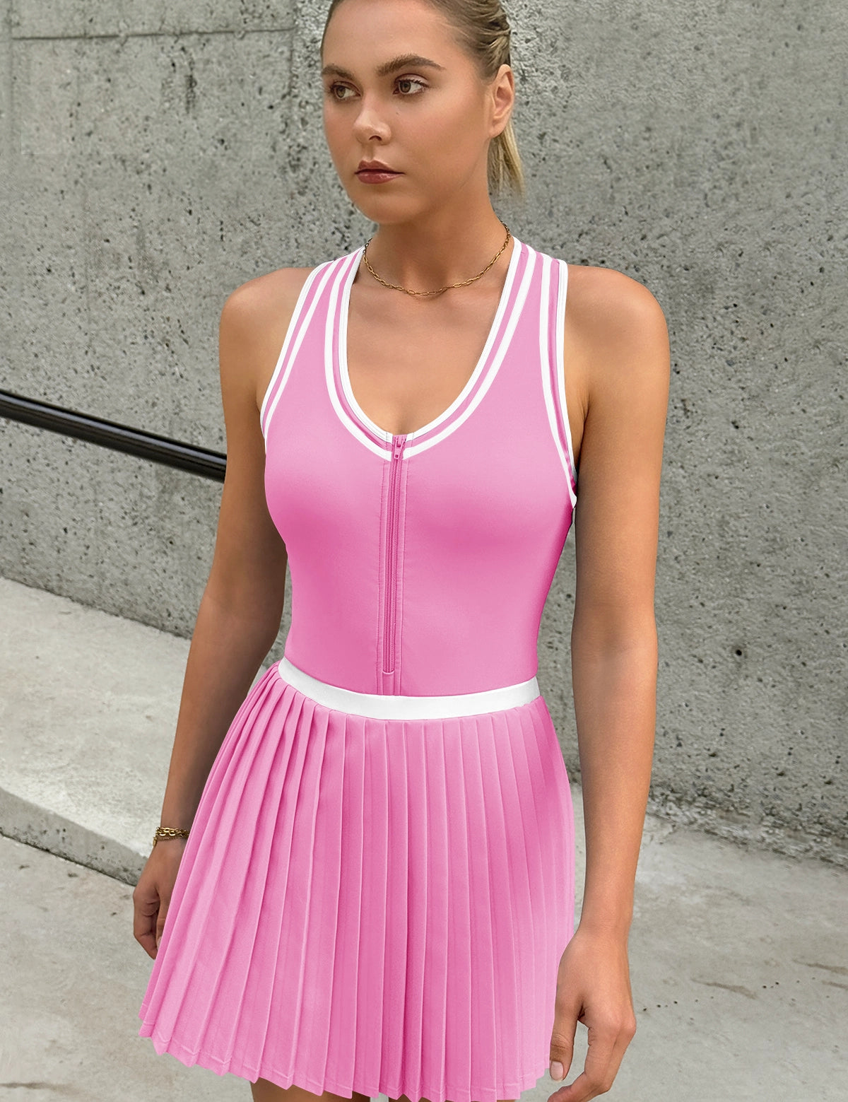 Fisoew Women's Pink Tennis Mini Dress - Fisoew
