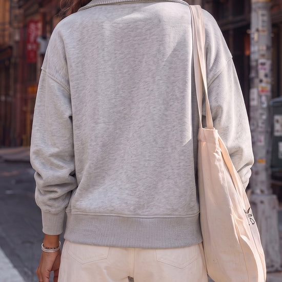 Lapel V Neck Pullover - Fisoew