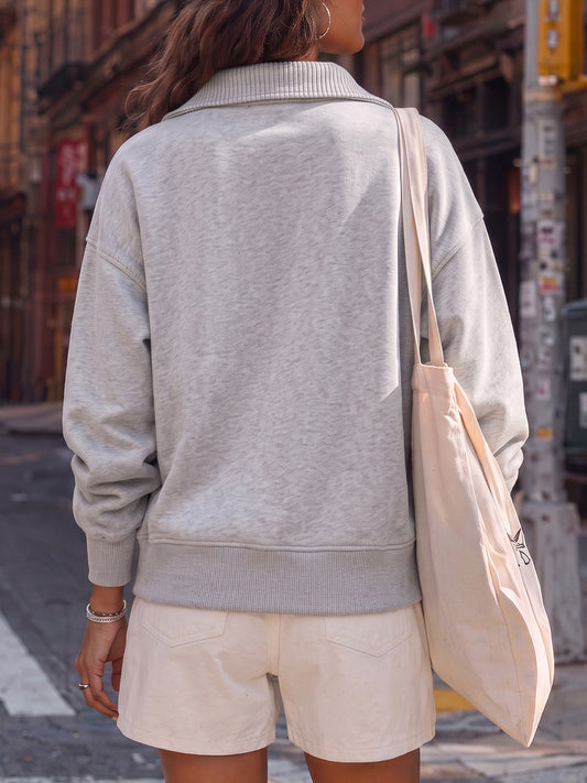 Lapel V Neck Pullover - Fisoew
