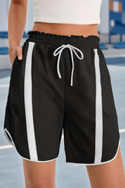 Fisoew Women's Black Baggy Cargo Workout Running Athletic Yoga Shorts - Fisoew
