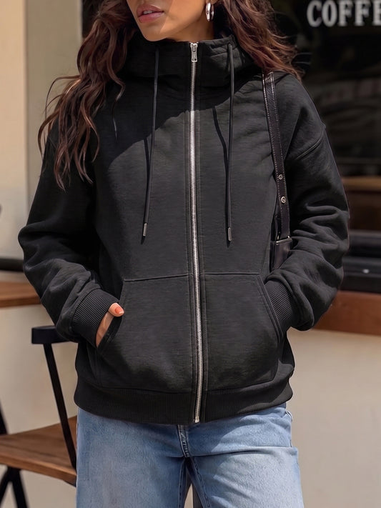 Oversized Zip Up Fall Solid Hoodies