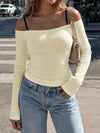 Off Shoulder Long Sleeve Crop Tops