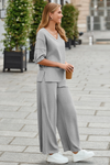 Fisoew Women‘s Light Grey 2 Piece Loose Workout Tracksuit Sets - Fisoew