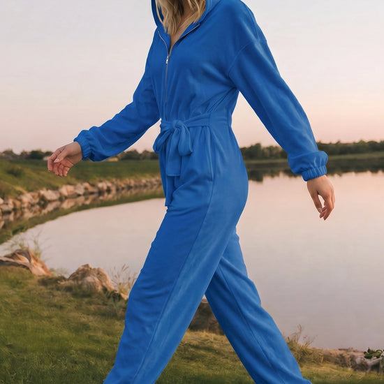 Zip Up Hoodie With Jogger One Piece Jumpsuits - Fisoew