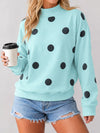 Mock Neck Long Sleeve Polka Dot Sweatshirts - Fisoew