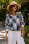 Plaid Print Lapel Neck Crop Sweatshirts