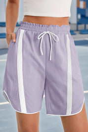 Fisoew Women's Violet Baggy Cargo Workout Running Athletic Yoga Shorts - Fisoew