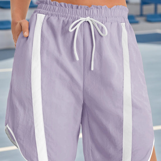 Fisoew Women's Violet Baggy Cargo Workout Running Athletic Yoga Shorts - Fisoew
