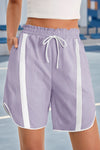 Fisoew Women's Violet Baggy Cargo Workout Running Athletic Yoga Shorts - Fisoew