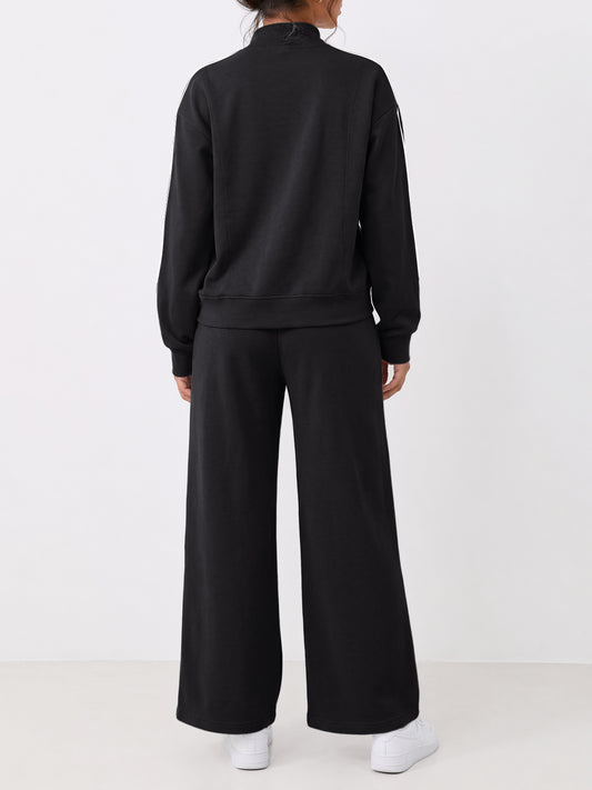 Mock Neck Sweatshirt With Wide Leg Pants Sets