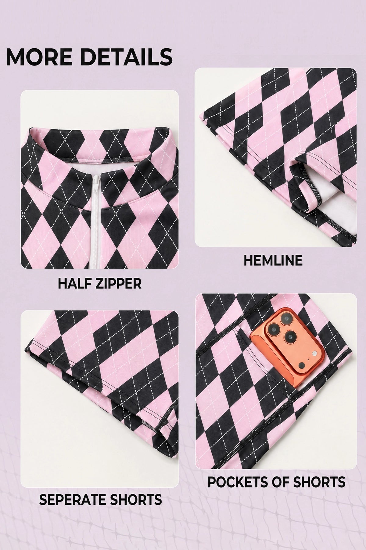 Plaid A-line with Built-In Mini Dresses - Fisoew