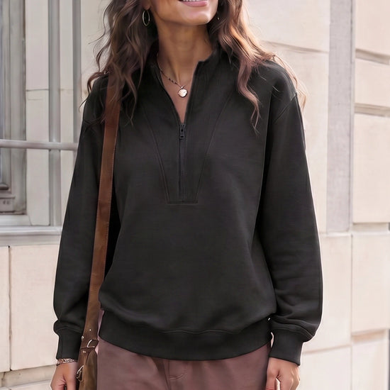 Mock Turtleneck Half Zip Sweatshirts - Fisoew