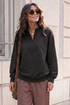 Mock Turtleneck Half Zip Sweatshirts - Fisoew