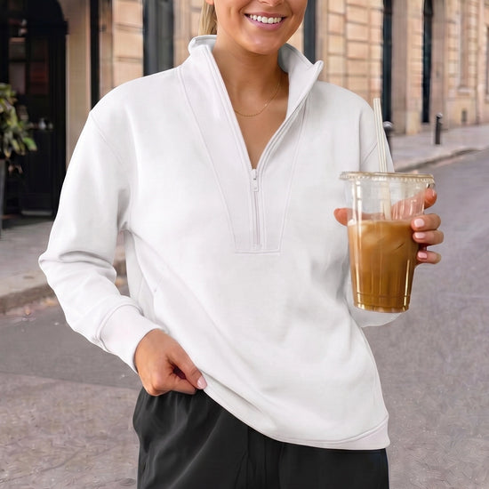 Mock Turtleneck Half Zip Sweatshirts - Fisoew