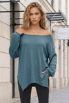 Oversized Off Shoulder Ribbed Knit Tops