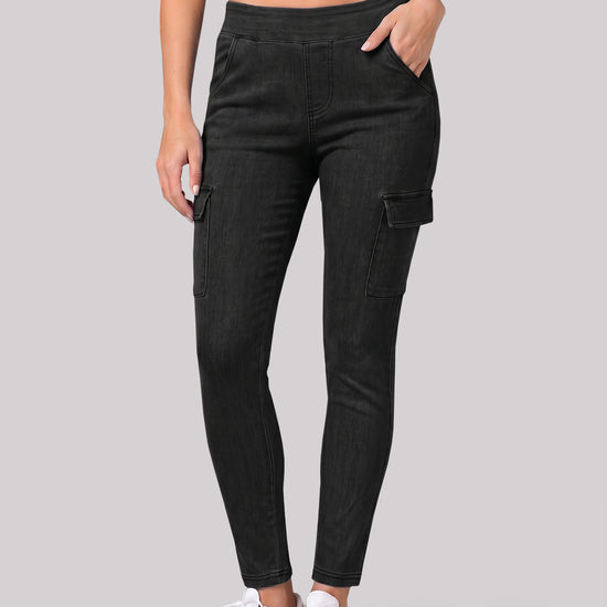 High Waisted Skinny Cargo Jeans - Fisoew