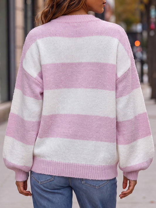 Oversized Striped Fuzzy Pullover