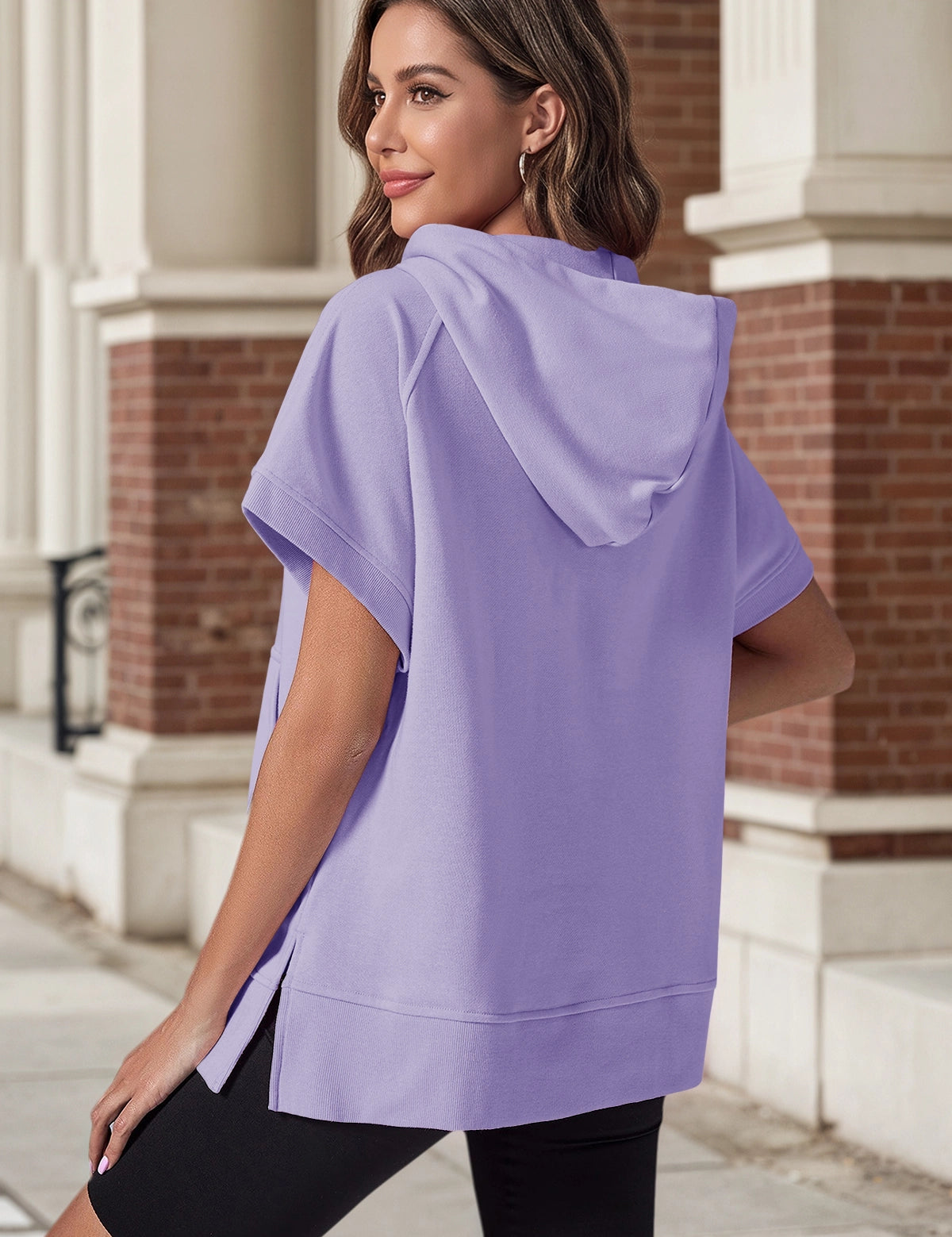 Fisoew Women‘s Violet Oversized Half Zip Hoodies - Fisoew