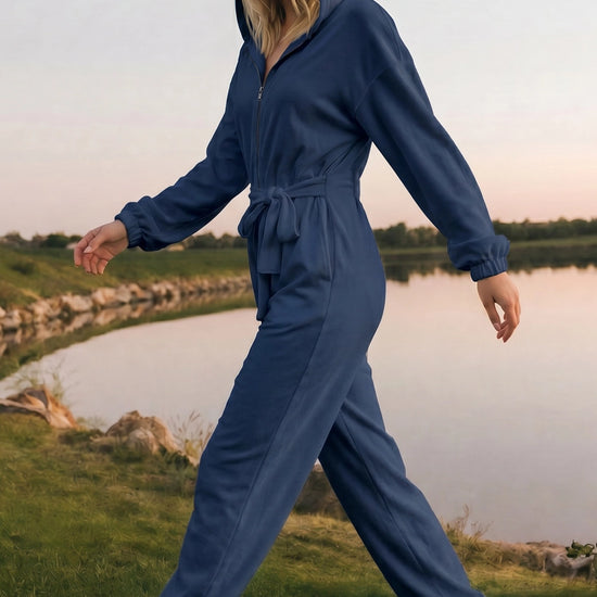 Zip Up Hoodie With Jogger One Piece Jumpsuits - Fisoew