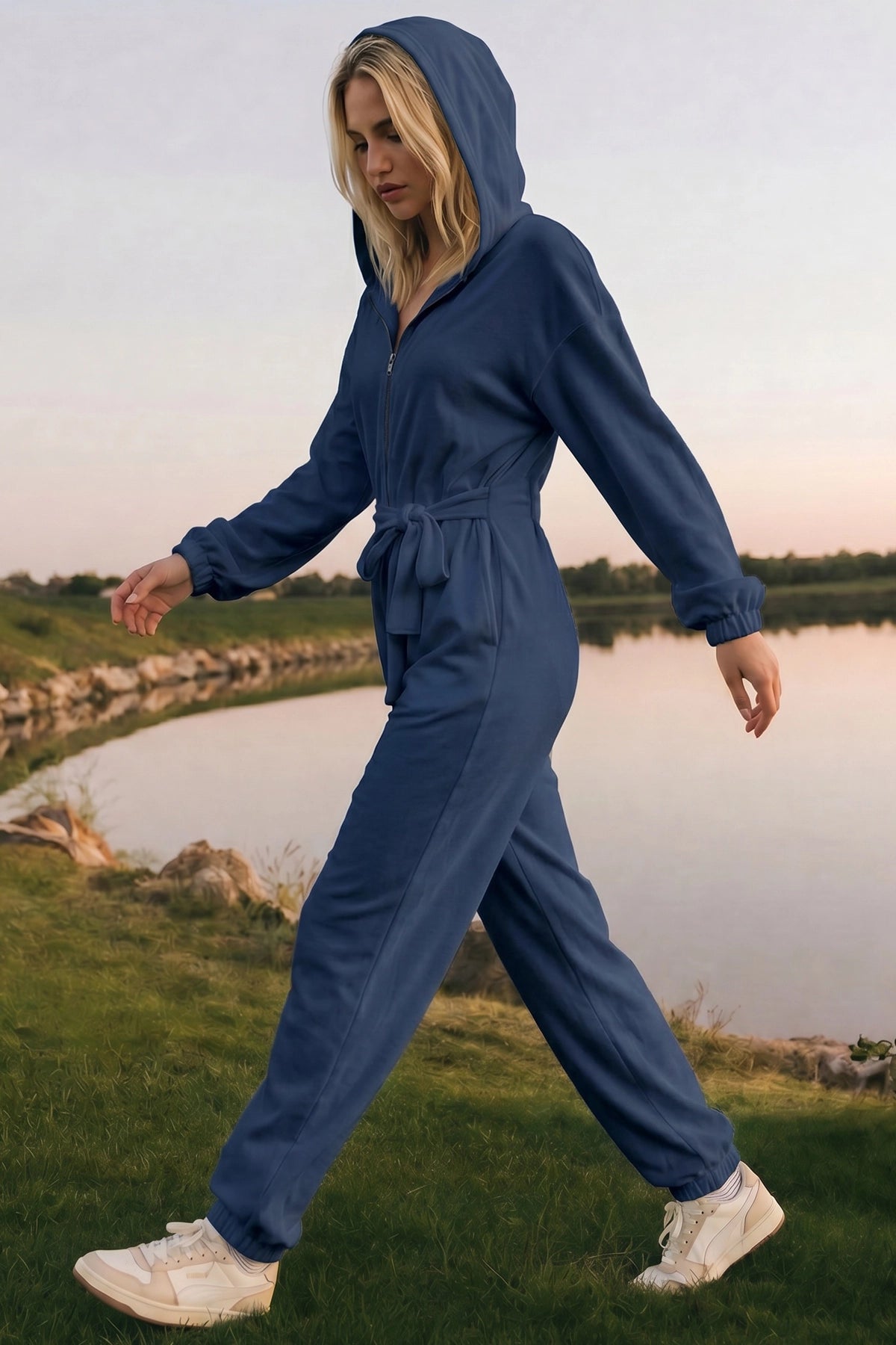 Zip Up Hoodie With Jogger One Piece Jumpsuits - Fisoew