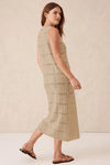 Fisoew Women's Khaki Boho Knit Sleeveless Dress - Fisoew