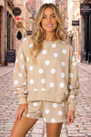 Polka Dot Sweatshirts With Short Sets