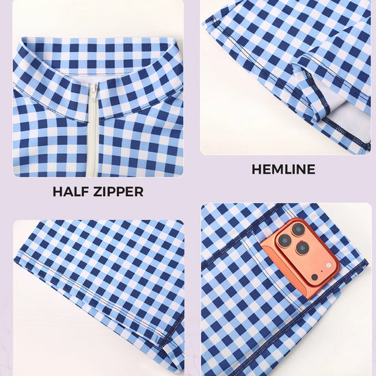 Plaid A-line with Built-In Mini Dresses - Fisoew