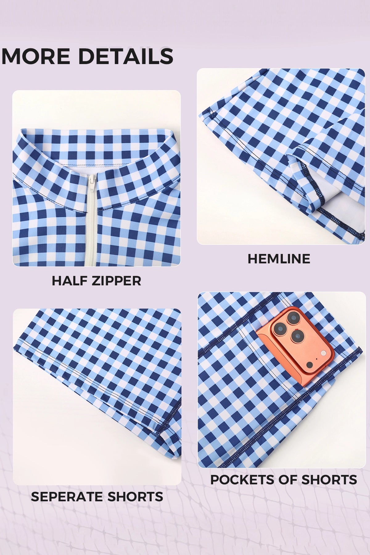 Plaid A-line with Built-In Mini Dresses - Fisoew
