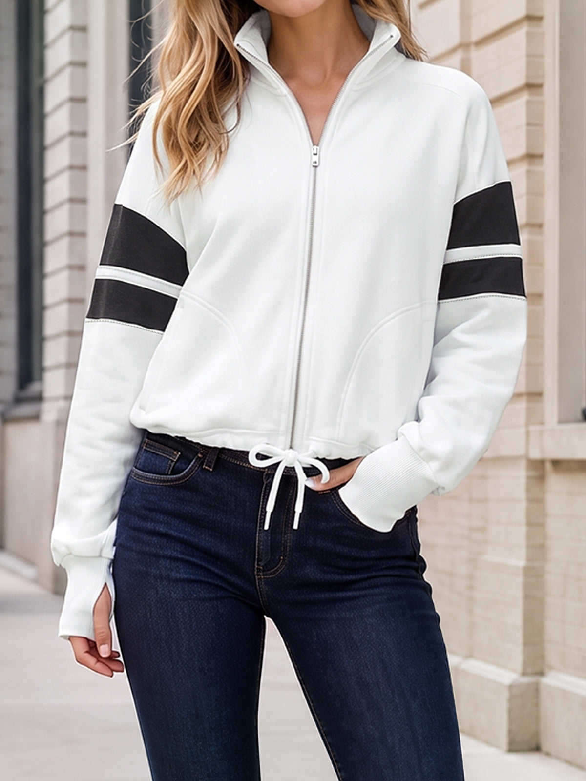 Zip Up Oversized Fleece Jacket - Fisoew