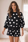 Polka Dot Sweatshirts With Short Sets